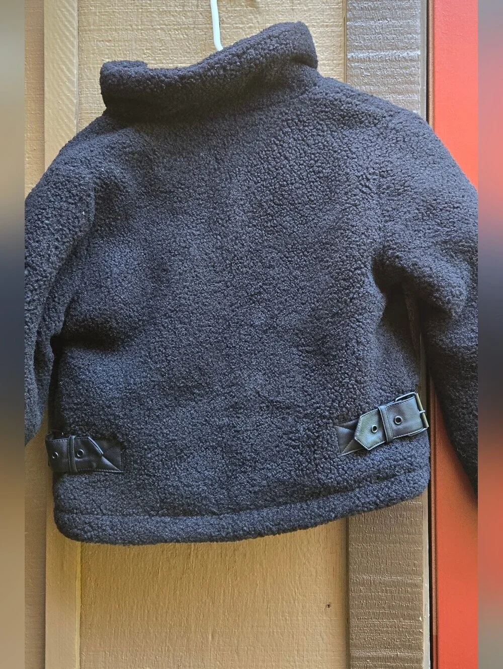 Kids Black Sherpa Zip-Up Jacket